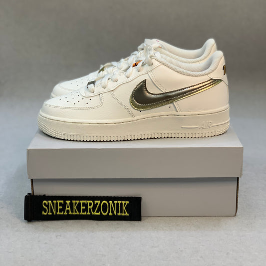 Nike Air Force 1 Double Swoosh Silver Gold (GS) - sneakerzonik